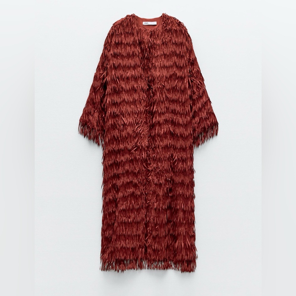 Zara fringed coat M